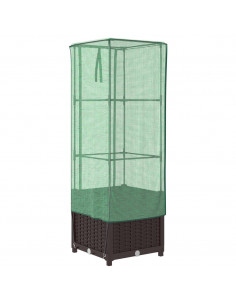 Letto Rialzato con Copertura Serra Effetto Rattan 40x40x139 cm