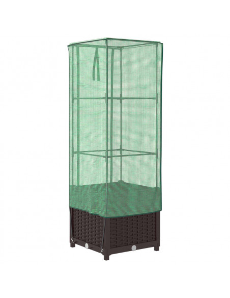 Letto Rialzato con Copertura Serra Effetto Rattan 40x40x139 cm