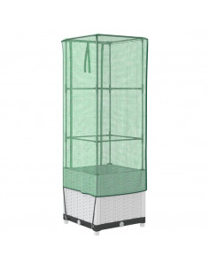 Letto Rialzato con Copertura Serra Effetto Rattan 40x40x139 cm