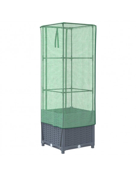 Letto Rialzato con Copertura Serra Effetto Rattan 40x40x139 cm