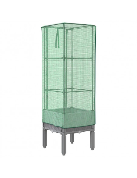 Letto Rialzato con Copertura Serra Effetto Rattan 40x40x140 cm