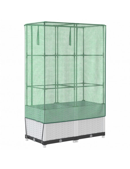 Letto Rialzato con Copertura Serra Effetto Rattan 80x40x138 cm