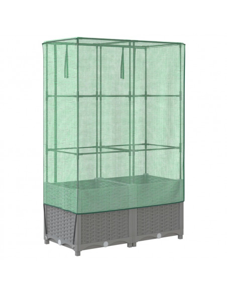 Letto Rialzato con Copertura Serra Effetto Rattan 80x40x138 cm