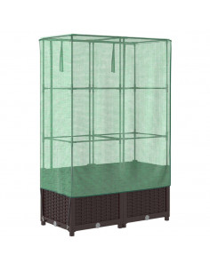 Letto Rialzato con Copertura Serra Effetto Rattan 80x40x138 cm