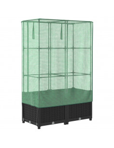 Letto Rialzato con Copertura Serra Effetto Rattan 80x40x138 cm