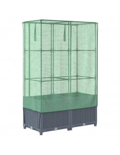 Letto Rialzato con Copertura Serra Effetto Rattan 80x40x138 cm