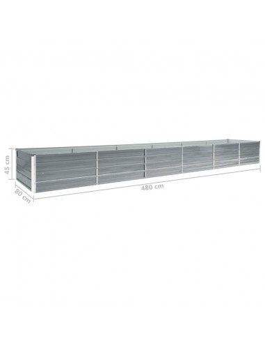 Letto Rialzato da Giardino Acciaio Zincato 480x80x45 cm Grigio