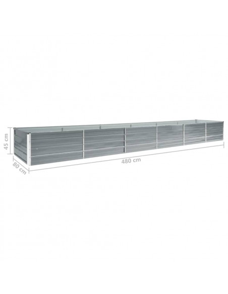 Letto Rialzato da Giardino Acciaio Zincato 480x80x45 cm Grigio