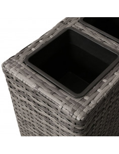 Letto Rialzato da Giardino con 4 Vasi in Polyrattan Grigio