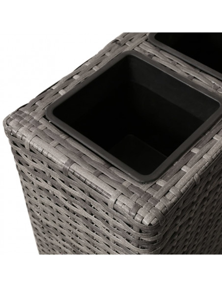 Letto Rialzato da Giardino con 4 Vasi in Polyrattan Grigio