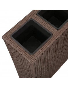 Letto Rialzato da Giardino con 4 Vasi in Polyrattan Marrone