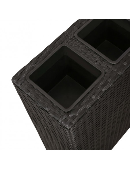 Letto Rialzato da Giardino con 4 Vasi in Polyrattan Nero