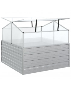 Letto Rialzato da Giardino con Serra 100x100x85 cm Argento