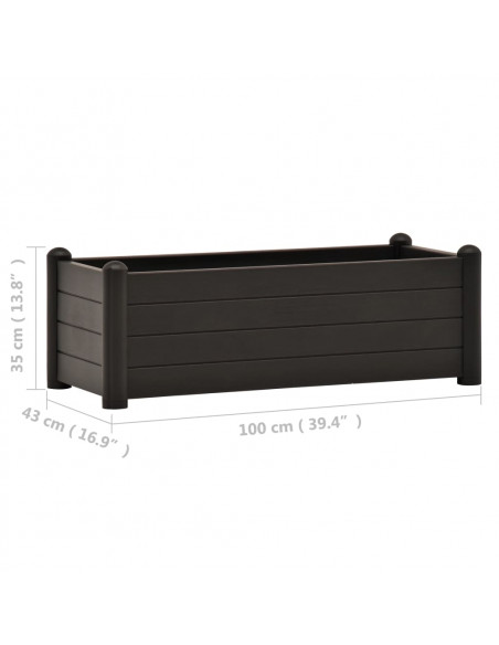 Letto Rialzato da Giardino in PP Antracite 100x43x35 cm