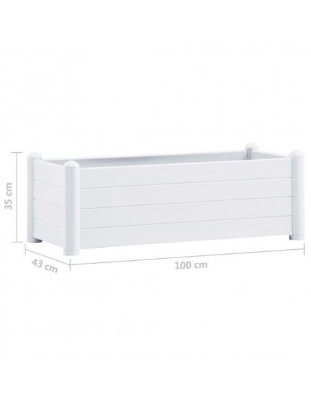 Letto Rialzato da Giardino in PP Bianco 100x43x35 cm
