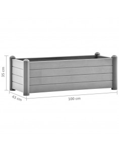 Letto Rialzato da Giardino in PP Grigio Pietra 100x43x35 cm