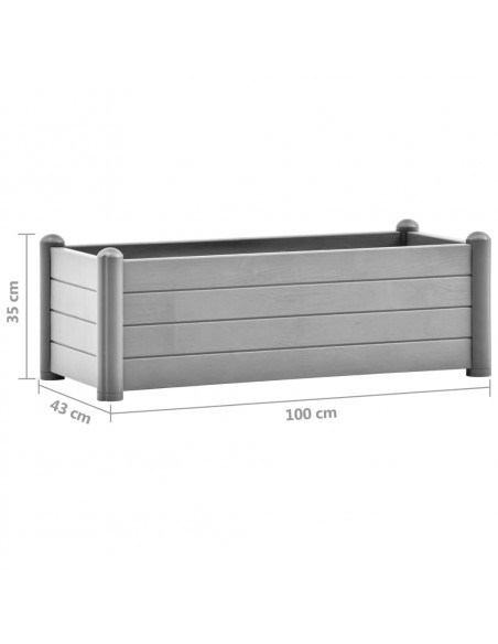Letto Rialzato da Giardino in PP Grigio Pietra 100x43x35 cm