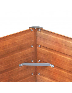 Letto Rialzato da Giardino Ruggine 129x129x45 cm Acciaio Corten