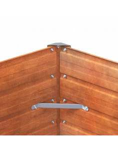 Letto Rialzato da Giardino Ruggine 129x129x77 cm Acciaio Corten