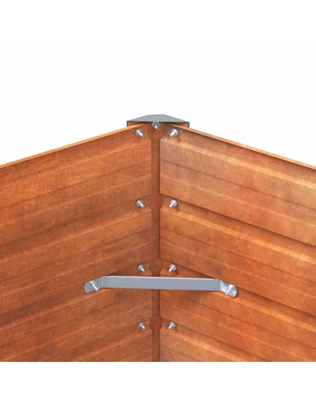 Letto Rialzato da Giardino Ruggine 129x129x77 cm Acciaio Corten