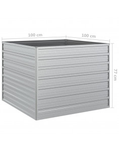Letto Rialzato Giardino 100x100x77cm in Acciaio Zincato Argento