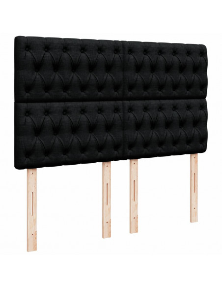 Giroletto a Molle con Materasso Nero 160x200 cm in Tessuto