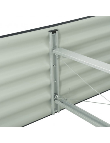 Letto Rialzato Giardino 240x80x44 cm in Acciaio Zincato Grigio