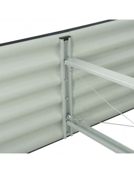 Letto Rialzato Giardino 240x80x44 cm in Acciaio Zincato Grigio
