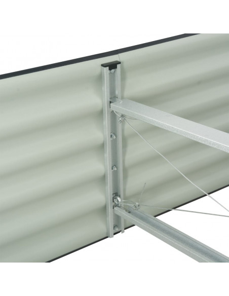 Letto Rialzato Giardino 320x80x44 cm in Acciaio Zincato Grigio