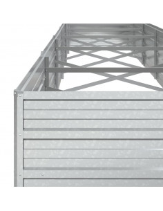 Letto Rialzato Giardino 480x80x45 cm in Acciaio Zincato Argento