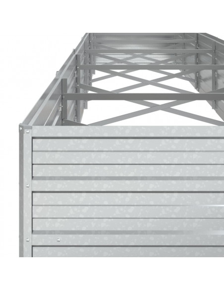 Letto Rialzato Giardino 480x80x45 cm in Acciaio Zincato Argento