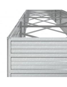 Letto Rialzato Giardino 600x80x45 cm in Acciaio Zincato Argento