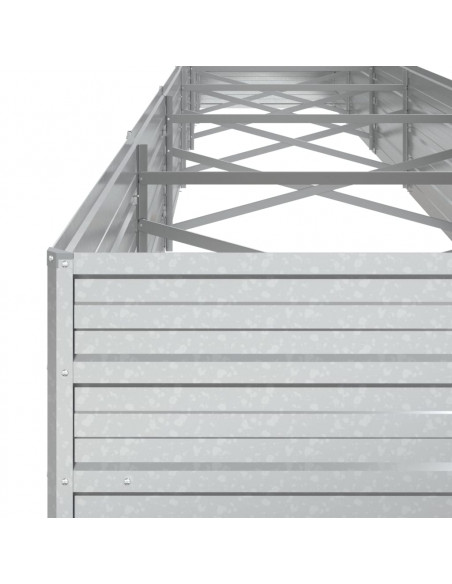 Letto Rialzato Giardino 600x80x45 cm in Acciaio Zincato Argento