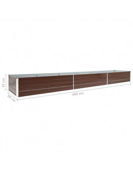 Letto Rialzato Giardino in Acciaio Zincato 480x80x45 cm Marrone