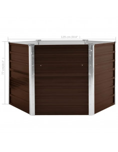 Letto Rialzato Giardino Marrone 129x129x77 cm in Acciaio Zincato