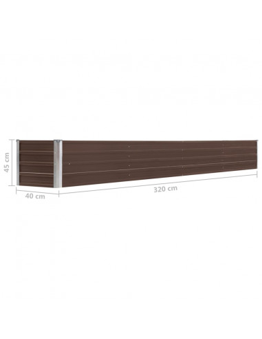 Letto Rialzato in Acciaio Zincato 320x40x45 cm Marrone