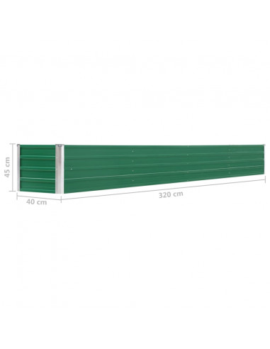 Letto Rialzato in Acciaio Zincato 320x40x45 cm Verde