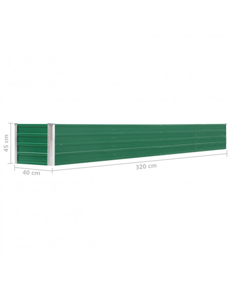 Letto Rialzato in Acciaio Zincato 320x40x45 cm Verde
