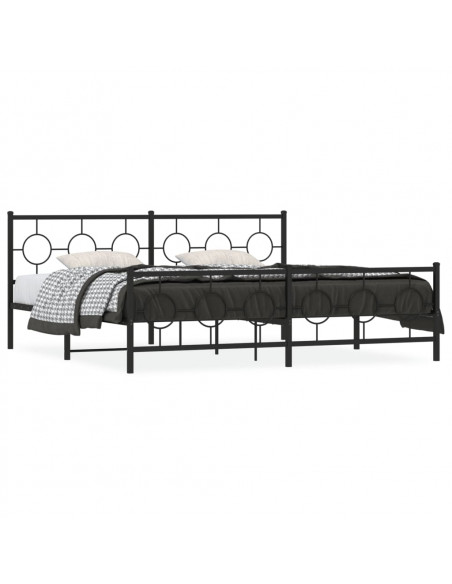 Giroletto con Testiera e Pediera Metallo Nero 193x203 cm