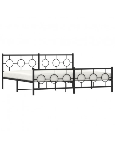 Giroletto con Testiera e Pediera Metallo Nero 193x203 cm