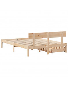 Letto senza Materasso 140x190 cm in Legno Massello di Pino