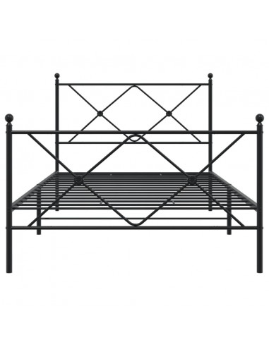 Giroletto con Testiera e Pediera Metallo Nero 100x200 cm
