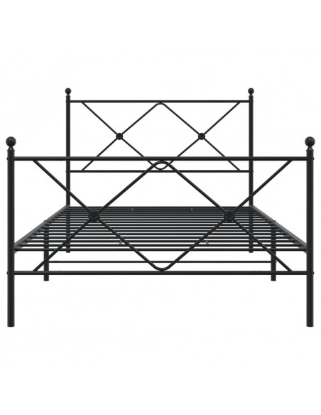 Giroletto con Testiera e Pediera Metallo Nero 100x200 cm