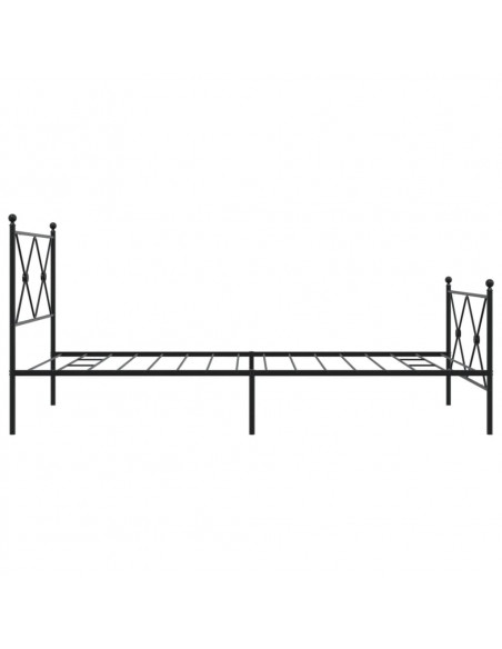 Giroletto con Testiera e Pediera Metallo Nero 100x200 cm