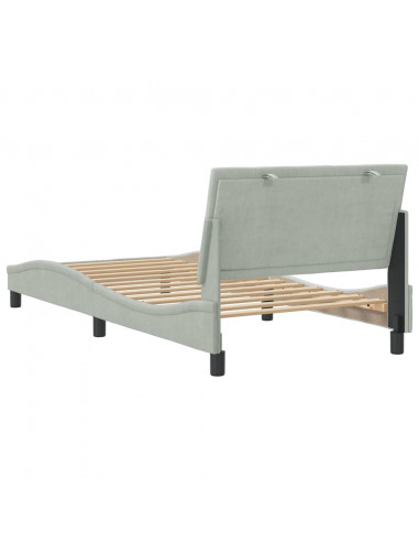 Giroletto con Testiera Grigio Chiaro 100x200 cm in Velluto