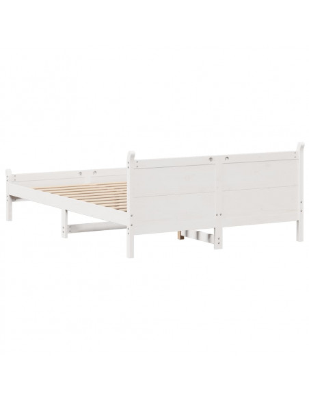 Letto senza Materasso Bianco 120x190 cm Legno Massello di Pino
