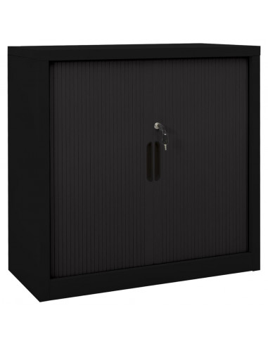 Armadio con Ante Scorrevoli Nero 90x40x90cm in Acciaio