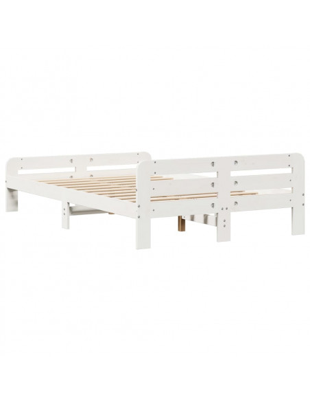 Letto senza Materasso Bianco 120x190 cm Legno Massello di Pino