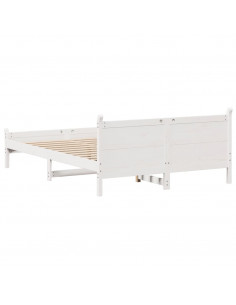 Letto senza Materasso Bianco 120x200 cm Legno Massello di Pino