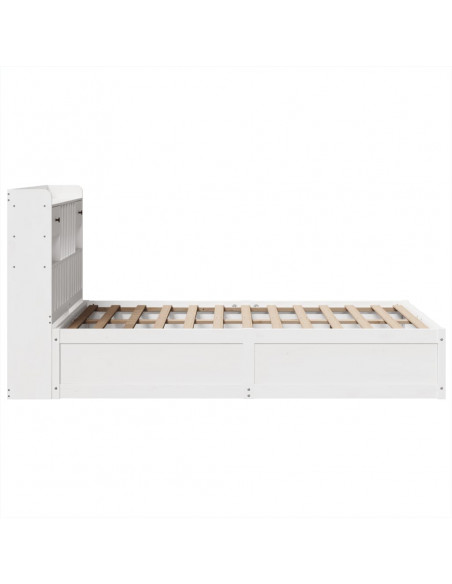Letto senza Materasso Bianco 135x190 cm Legno Massello di Pino